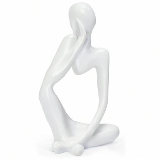 Resin Statue Thinker Style Decoration Abstract Sculptures Collectible Figurines for Home Decor Modern Office Shelf Desktop(White Left)