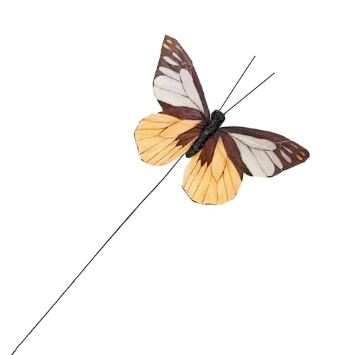 Artificial Feather 3D Butterfly Party Decorations Set of 12 with Wire 6 Color Ornaments for Home Decoration (B Wire)