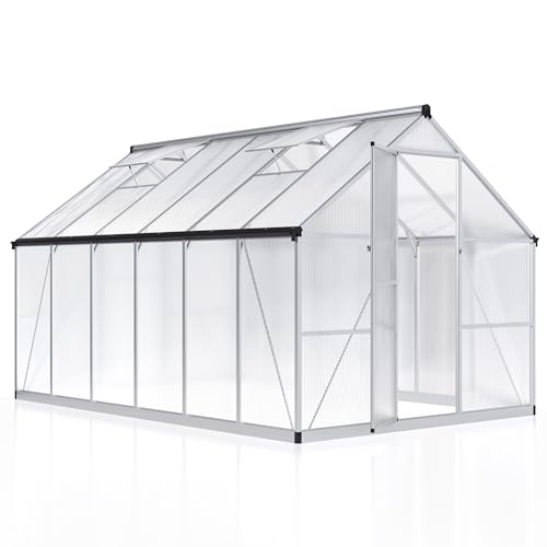 8×12 FT Walk in Polycarbonate Greenhouse for Outdoor