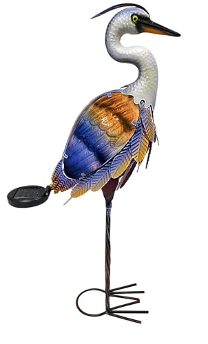 Solar Heron Metal Crane Statue Garden Heron Sculpture