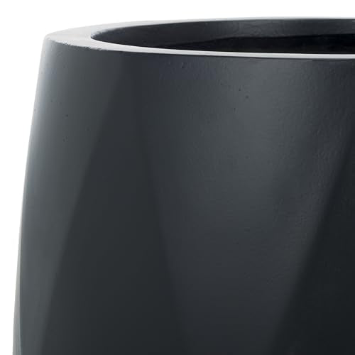 Outdoor Collection Kane Black Cement Ficonstone Planter Pot Set of 2 (16"W x 16"D x 14"H / Black)