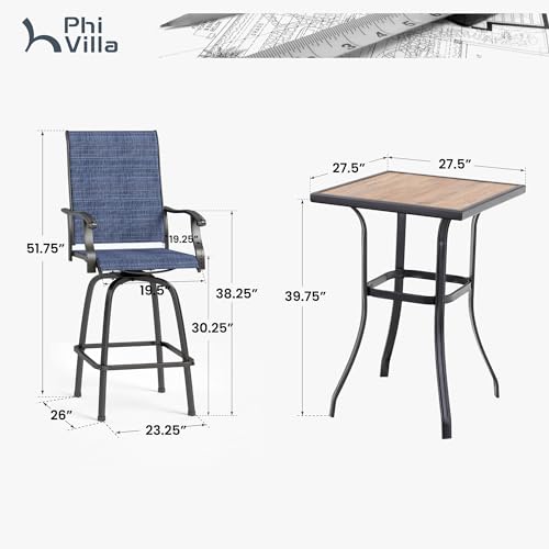 3 Piece Outdoor Swivel Bar Stools Set (3 Count)