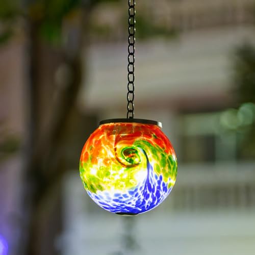 Solar Hanging Lanterns Outdoor Waterproof (Green Splash-ink)
