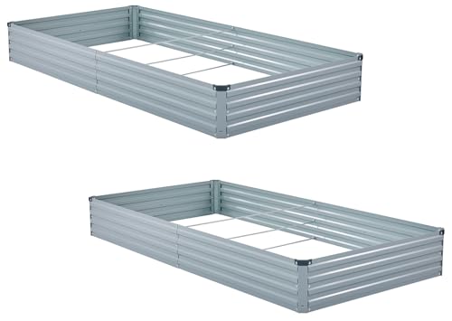 2 Pack 6x3x1FT Galvanized Raised Garden Beds Kit Outdoor Metal Gardening Planter Box for Vegetable Elevated Flower Herbs (2 Count)