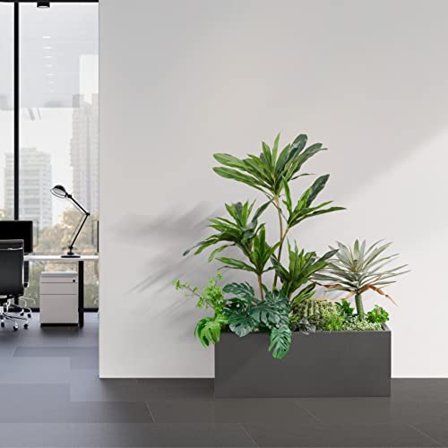 38Lx15Wx15H Rectangular Metallic Planter Box for Outdoor Indoor Plants (Gray)