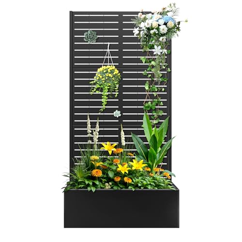 Metal Outdoor Planter Box with Trellis