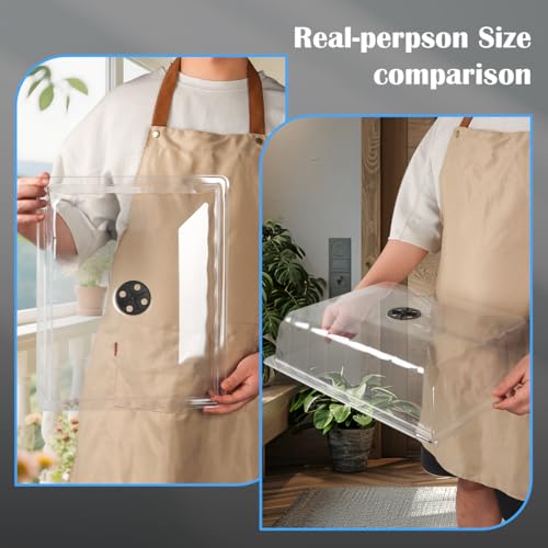 10-Pack Leak-Proof Humidity Domes, Plastic Clear Seed Starter Dome, Seed Starter Tray Covers Humidifying and Insulating for Greenhouse Germination and Garden Growing (16"×13", 4" Height) (1613 4 Inch Dome-10P)
