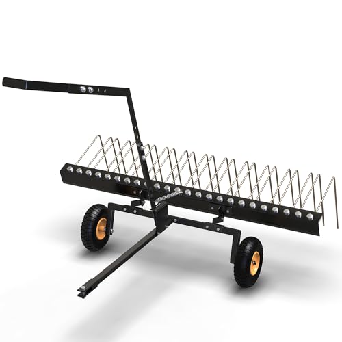 60" Tow Behind Steel Pine Straw Rake Durable Corrosion Resistant Lawn Rake