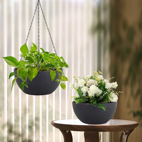 12 inch Large Hanging Planters for Indoor Outdoor Plants (2 Count)