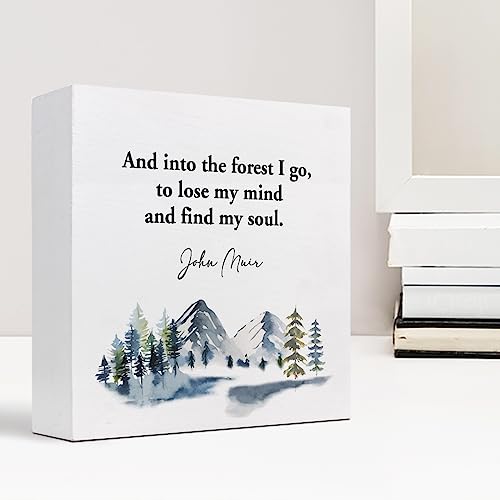 And into the Forest I Go to Lose My Mind and Find My Soul Wood Box Sign Desk Decor