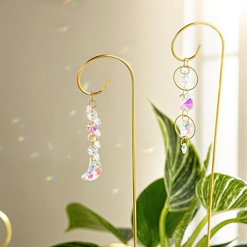 6PCS Small Trellis with Crystal Sun Catchers for Mini Potted Plants Gifts (6 Count)