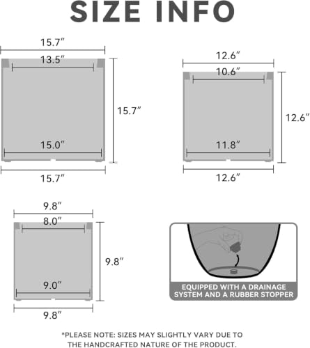 3 Pack 15.8" 12.9" 9.8" W Round Weathered Concrete Planters (3 Count)