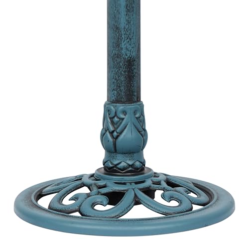 TEC116BL Pedestal Birdbath with Scrollwork Base and Ground Stakes