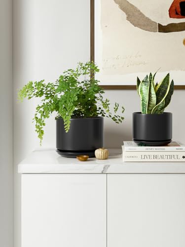 6.8 Inch Ceramic Pots for Plants (Black / 6.8")