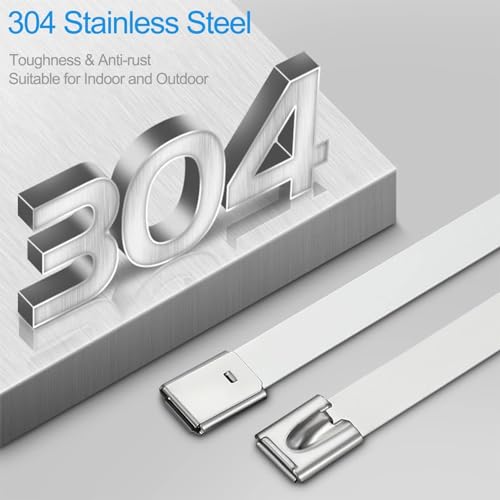Metal Zip Tie Gun Kit with 200 Pcs 12" Stainless Steel Cable Ties (Silver / 12 inch (200 pcs) + Tool (0.12-0.47 inch))