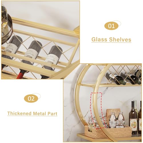 Gold Bar Cart with Glass (Gold)