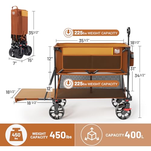 400L Folding Double Decker Wagon with Brakes