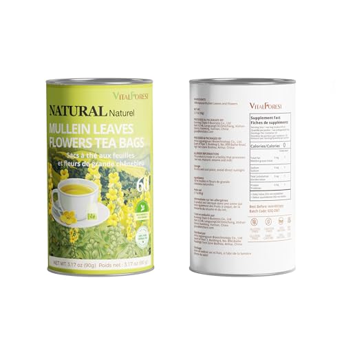 60 Mullein Leaf Tea Bags for Lungs (60 Count)
