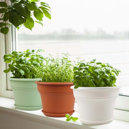 Plant-Pots-Planters-Indoor-Outdoor, 11 inch 4 Pack Green (4 Count)