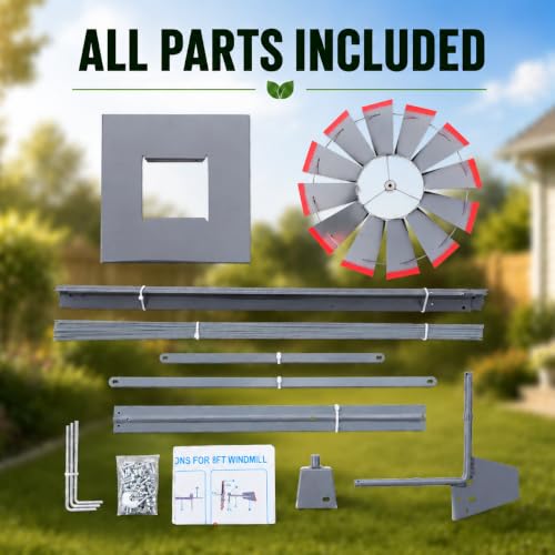 8FT Windmill for Yard Garden Decoration with Weather Vanes