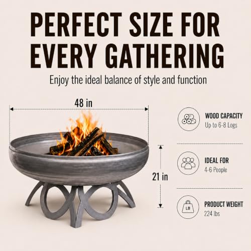 Liberty 48” Wood Burning Fire Pit Carbon Steel with Curved