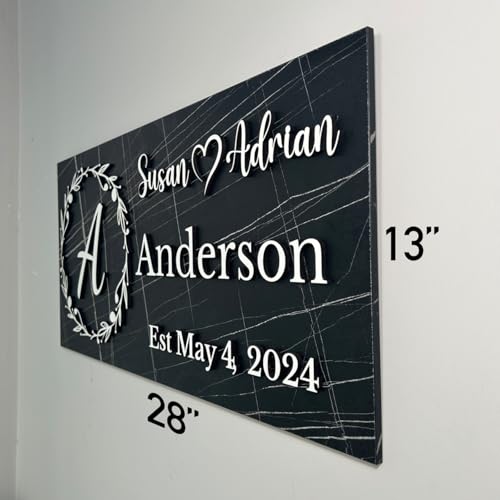 Personalized Black Marble Family Name Sign