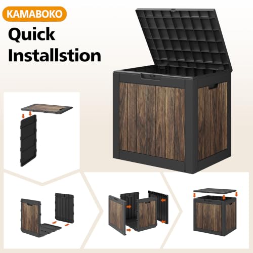 35 Gallon Outdoor Storage Box Waterproof Deck Box for Patio (Walnut / 35 Gallon)