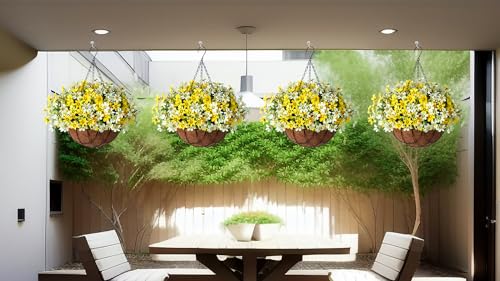 Artificial Silk Flowers Hanging Baskets Outdoors
