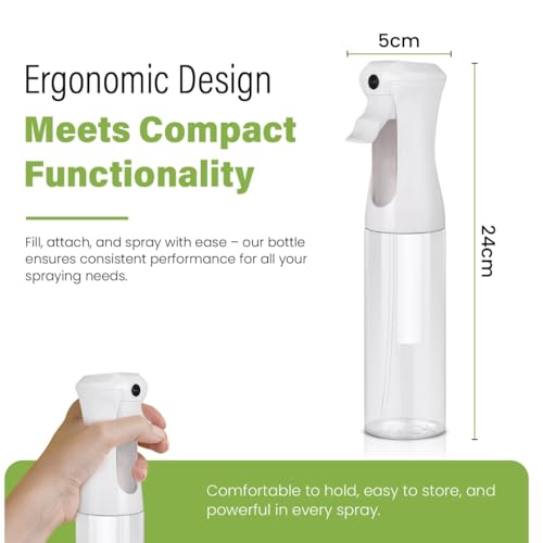 Continuous Mist Clear Spray Bottle 300ml Fine Mist Hair 2 Pack (Clear - 10oz - Pack of 2)
