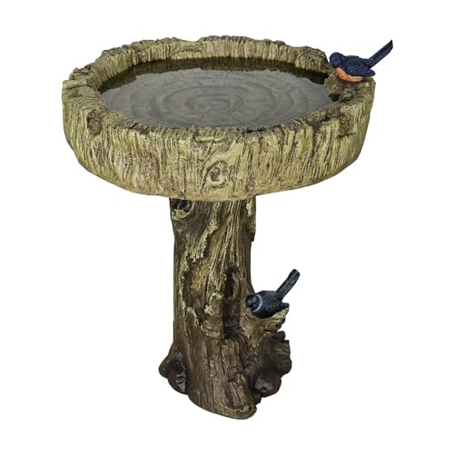 24.4” H Fibre Reinforced Concrete Outdoor Garden Bird Bath with Birds