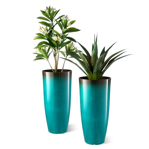 30" H Tall Outdoor Planter (30" H / Gradient Turquoise)