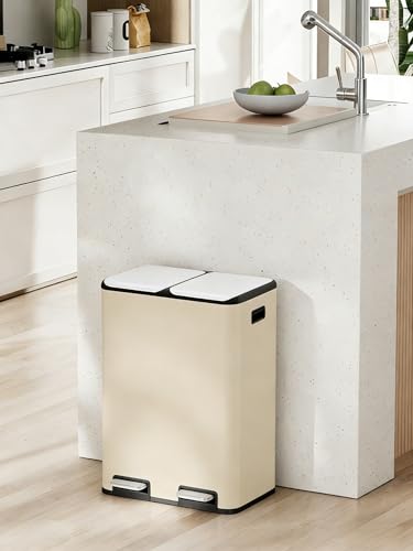 16Gal Dual Trash Can w (Beige)