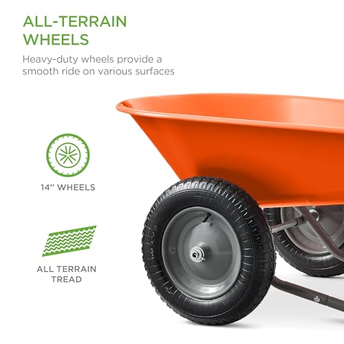 Dual Wheel Home Utility Yard Wheelbarrow Garden Cart w