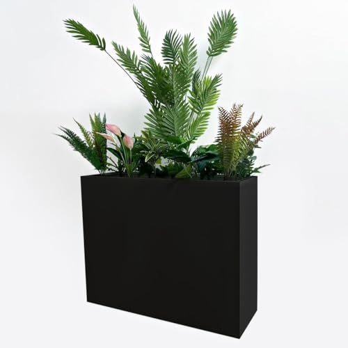 38" L x 13" W x 30" H Metal Tall Rectangular Planter