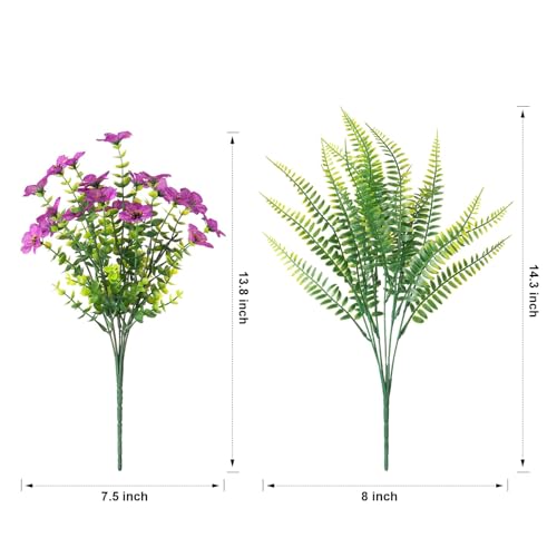 Artificial Faux Outdoor Flowers Plants for Summer Outside Decoration (Mixed Flower+grass)