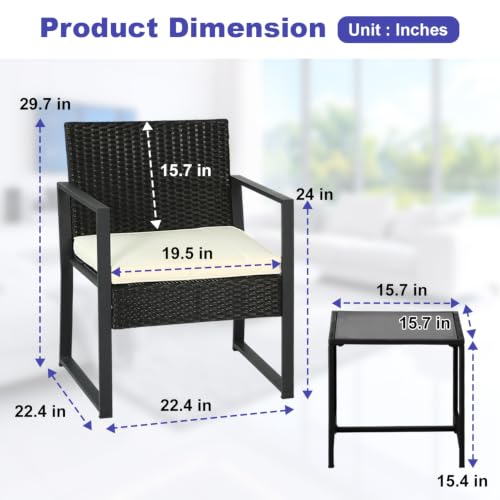 3 Piece Patio Furniture Set