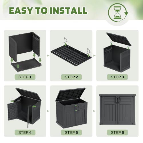 Large Outdoor Storage Cabinet 51 Cu Ft with Lockable (Dark-Black / 33.8"×55.1"×48.4")