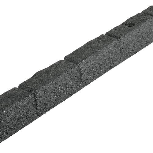 4' Rubber Cobblestone Flexible No Dig Landscape Mulch Border Edging with Anchoring Spikes for Lawns (2 Edgers)