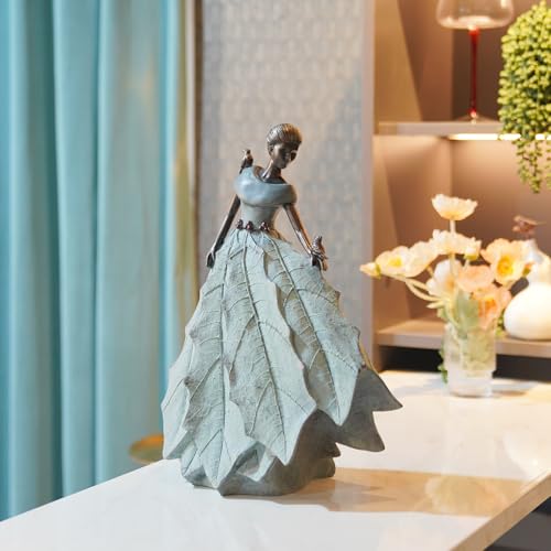 Fairy Garden Statue Maiden Home Decor 14.5 Inch Table Decoration (Green-14.5 Inch)