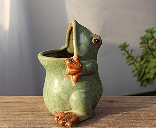 Ceramic Frog Shaped Plant Pot Bonsai Flower Pot ucculent Planter Multipurpose Pot Garden Outdoor Decor Outdoor Planter Plants Patio Balcony Yard Lawn Ornament Gifts for Women
