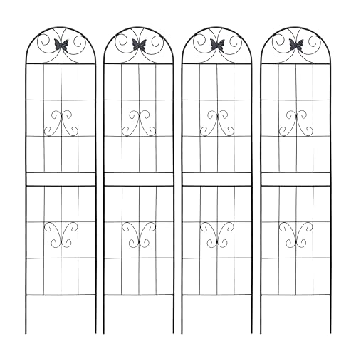 4 Pack Garden Trellises with Black Metal Coating