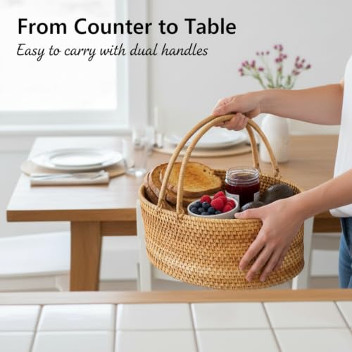 Rattan Picnic Basket with Handle