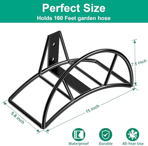 Garden Hose Holder Wall Mount (Black / XL)