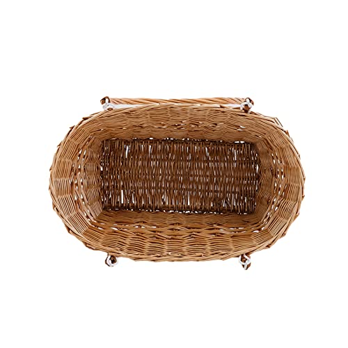 Woven Wicker Picnic Basket with Collapsible Handles for Picnic Shopping