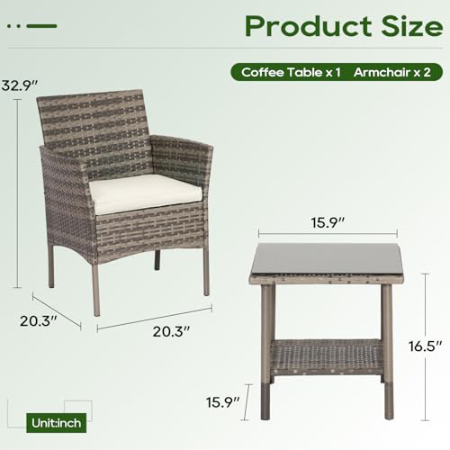 3 Piece Patio Furniture Set (3 Count)