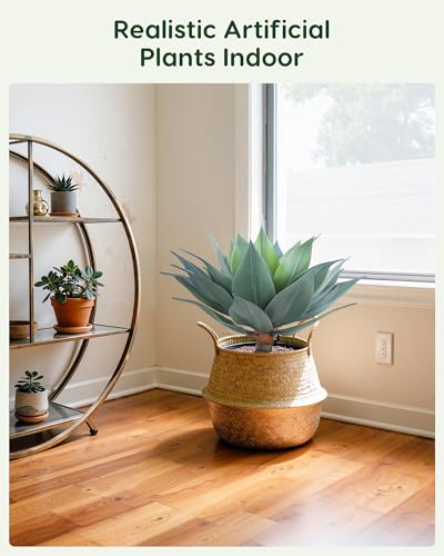 Outdoor Faux Plants UV Resistant Fake Agave Plant Artificial for Indoor and Outdoor Decor (Green-2 Pack)