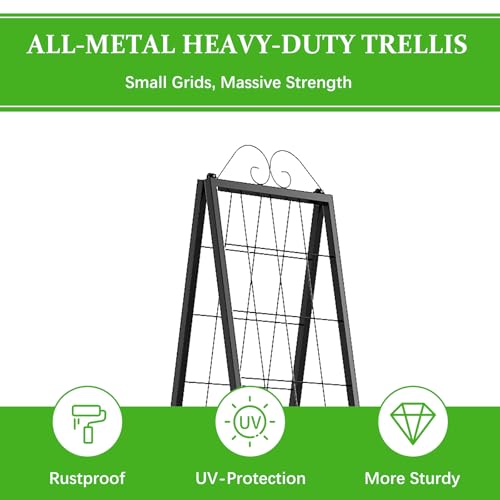 Metal Garden Trellises Heavy Duty Plant Support Trellis (16"x 77"H A-Frame)