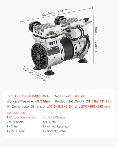 Pond Aerator 6.7CFM 1 HP Air Compressor (6.7CFM+No diffuser)