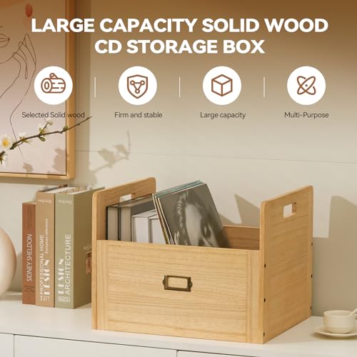 Wooden Vinyl Record Storage Crate Box