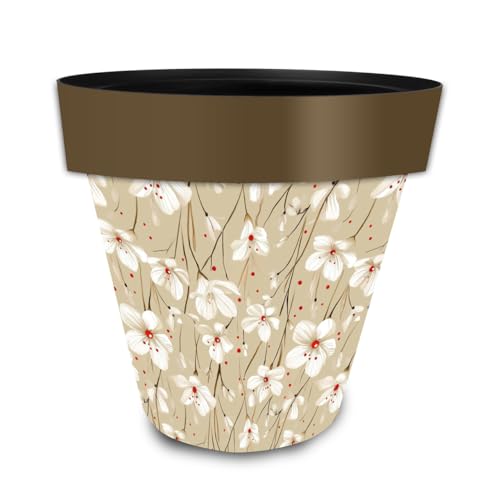 Everyday Planter 11.75 x 11 x 11 Tan and Red Floral Medium (Tan Red Floral / Medium)